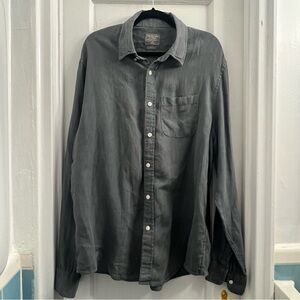 Abercrombie & Fitch Men’s Linen Dark Grey XXL Ling Sleeve Button Up Shirt